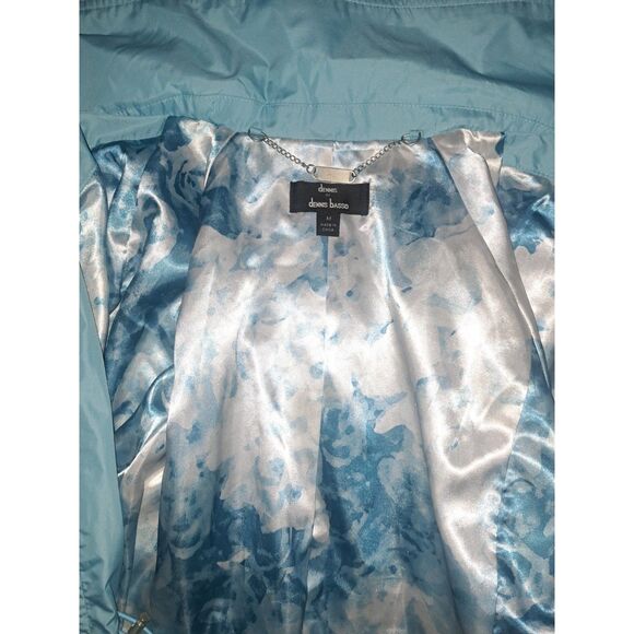 NWOT Dennis Basso Raincoat Medium Teal Blue Zipper & Snaps Removeable Hood - Picture 6 of 8